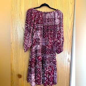 STUDIO 1886 boatneck dress w 3/4 sleeve & smocked waist